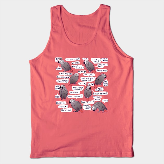 African Grey Parrot Einstein Funny Quotes Tank Top by Einstein Parrot